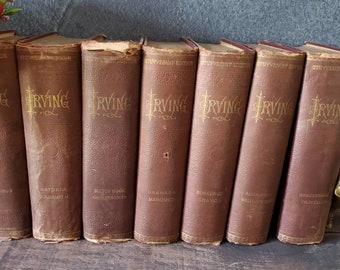 The Stuyvesant Edition Seven Volume Set "The Works of Washington Irving"/ Washington Irving Set/ 1800's/ Antique Books/ Books for library