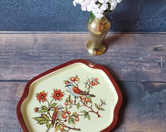 Small Metal Tray Bird Decor
