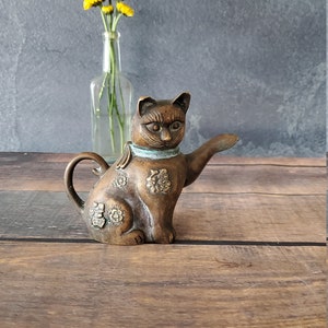 Gaolinci Cute Cat Ceramic Teapot, 18 Oz Watter Pot, Flower Teapot