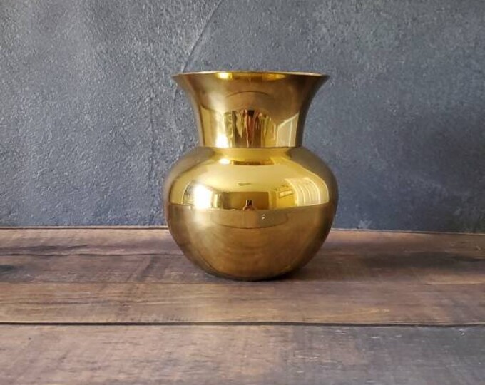 Brass Vase/ Vintage Brass Vase/ Korean Brass Vase/ Gold Vase/ Large