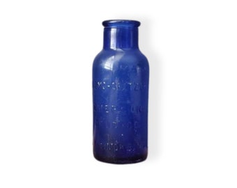 Bromo Seltzer Cobalt Blue Bottle/ Cobalt Blue Glass Bottle/Large Bromo Seltzer/ Emerson Drug Co Bottles/ Cobalt Apothecary Bottle/ 6.75 in