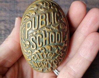 NYC Public School Door Knob/ Antique New York Door Knob/New York City Door Knob/ Antique Brass Door Knob/ NY Doorknob/ New York Antique