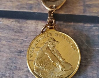 Vintage Texas Keychain/ 1989/ Texas City/ Keychain/ Dupont Advertising/ Miner Key Chain/ Keychain for men/ Brass Keychain/ Key Chain