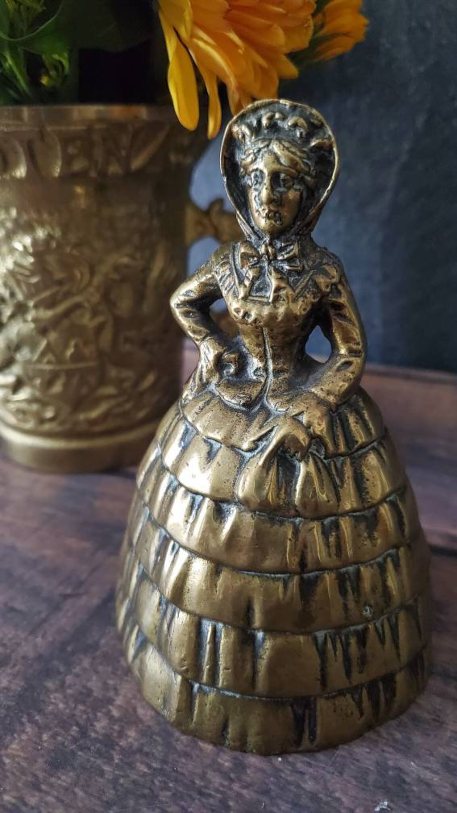 Large Brass Lady Bell/ Antique Brass Bell/ Hand Held Brass Etsy