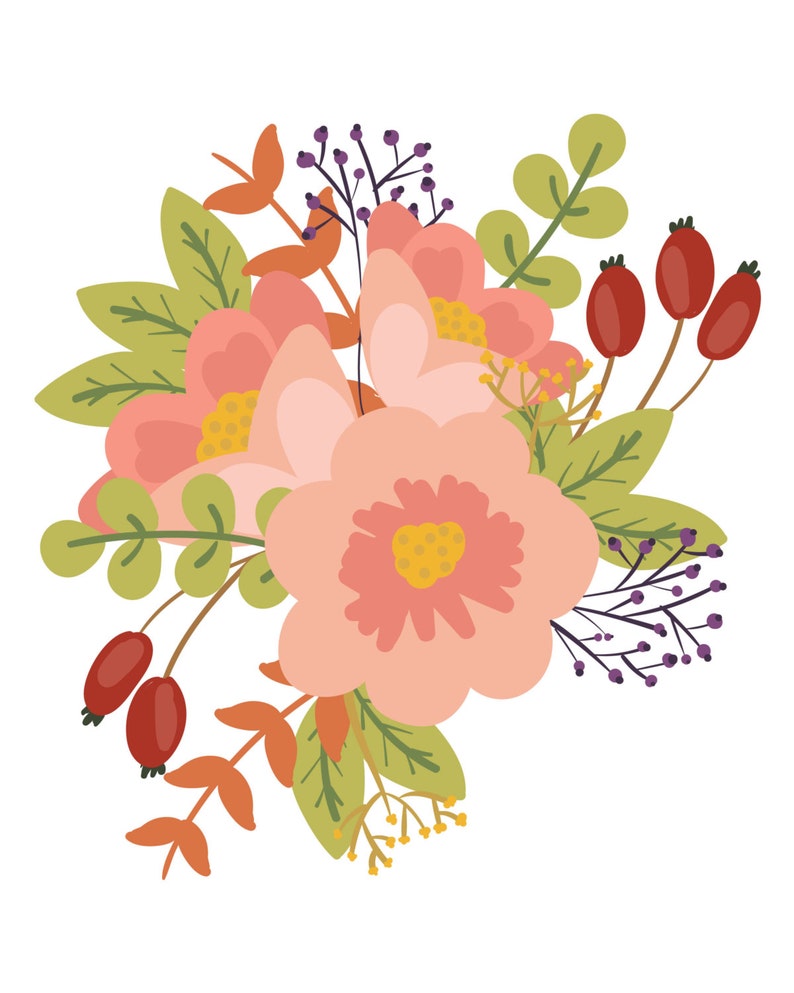 Illustrated Floral Art Print | Etsy