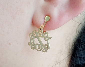 Personalized Monogram Earrings,Gold Clip Earrings,Personalize Clip Earrings,Initial Earrings,initial Monogram Earings,Monogrammed Gifts