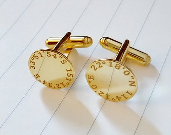 Personalized Location Cufflinks,Custom Coordinates Cufflinks,Latitude longitude Wedding Cufflinks,Engraved Coordinate Cufflinks for Groom