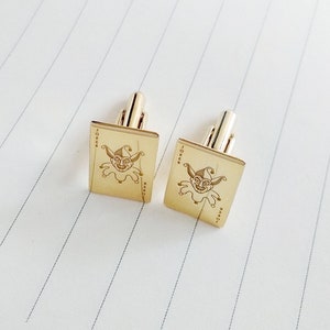 Gemelos de Joker, Gemelos de Póker, Gemelos de As de Corazones Personalizados, Gemelos de Naipes, Gemelos Rectangulares Personalizados, Gemelos de Póker Grabados