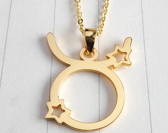 Collar personalizado del zodiaco Tauro, collar del zodiaco, collar con formas del zodiaco, collar pequeño del zodiaco, collar del horóscopo, collar de constelación personalizado