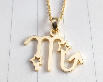 Collar del zodiaco Escorpio personalizado, collar del zodiaco, collar con formas del zodiaco, collar pequeño del zodiaco, collar del horóscopo, collar de constelación personalizado