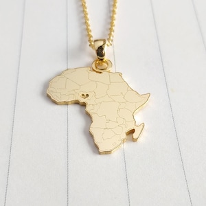 Benutzerdefinierte afrikanische Halskette, Asien Karte Halskette, Europa Karte Halskette, Amerika Halskette, jede Karte Halskette mit einem Herzen, mehrere Kontinent Halskette