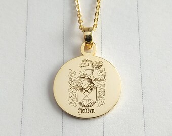 Coat of Arms Necklace,Personalized Family Crest Necklace,Family Crest Necklace,Family Lineage Necklace,Custom Logo Necklace,Christmas Gift