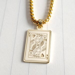 Collana con carte da gioco personalizzate, collana con re di cuori, collana con asso di picche, con catena da 2 mm a 3 mm, collana con fante di cuori, collana da poker da uomo