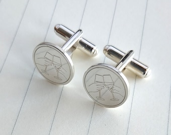 Cheers Cufflinks,Wine bottle Cufflinks,Goblet Cufflinks,Celebrate Cufflinks,Men's Cufflinks,Gift for Men,Wine Glass Cufflinks,Christmas Gift