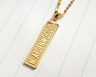 Street Sign Necklace,Address Necklace,Street Sign Name Necklace,Street Name Necklace,Custom Special Jewelry,Personalized Address Necklace