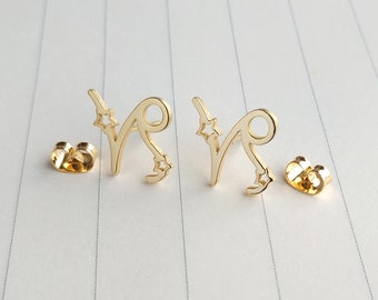 Steinbock Sternzeichen Ohrringe Gold, Sternzeichen Ohrringe, Sternzeichen Ohrringe, zierliche Ohrringe, Horoskop Ohrringe, kundenspezifische Constellation Ohrring