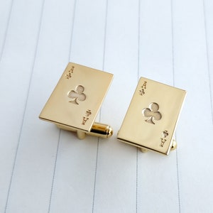 Gemelos de as de tréboles, gemelos de comodín, gemelos de póker personalizados, gemelos de naipes, gemelos de as de corazones, gemelos de as de picas