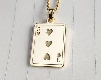 Three of Hearts Necklace,7 of Hearts Necklace,Playing Card Necklace,Jack of Hearts Necklace,Queen of Hearts Necklace,King of Hearts Necklace