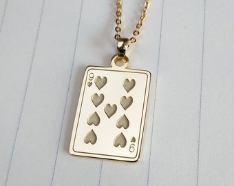 Nine of Hearts,Seven of Hearts Necklace,Playing Card Necklace,Jack of Hearts Necklace,Queen of Hearts Necklace,King of Hearts Necklace