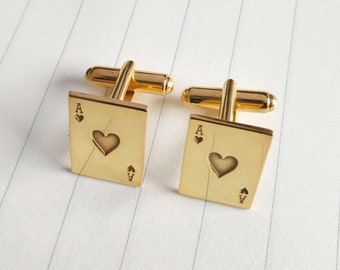 Ace of Hearts Cufflinks,Ace of Spades Cufflinks,King of Hearts Cufflinks,Joker Cufflinks,Playing Card Cufflinks,Personalized Poker Cufflinks