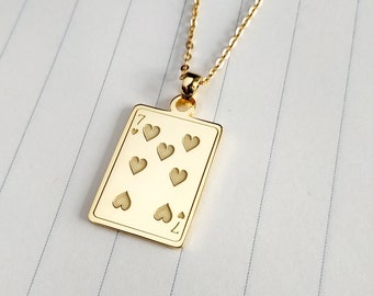 7 of Hearts Necklace,Playing Card Necklace,Jack of Hearts Necklace,Queen of Hearts Necklace, King of Hearts Necklace,Personalized Poker Gift