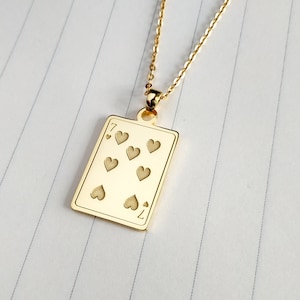 Collana 7 di cuori, collana carte da gioco, collana Jack di cuori, collana Regina di cuori, collana Re di cuori, regalo di poker personalizzato