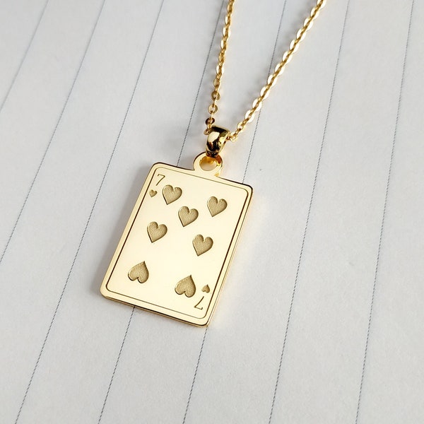 Collier 7 coeurs, collier de cartes à jouer, collier jack de coeur, collier reine de coeur, collier roi de coeur, cadeau de poker personnalisé