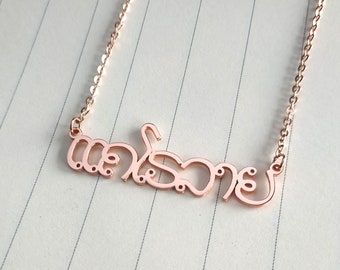 Personalize Lao Necklace,Lao Name Necklace,Thai Lao Calligraphy Necklace,Custom Lao Thai Jewelry,Best Gift For Her,Mother's Day Gift