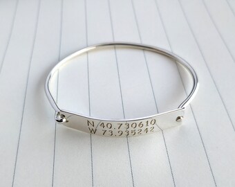 Coordinates Bar Bracelet,Personalized Bar Bracelet,Engraved Bar Bracelet,Personalized Bridesmaid,Personalized Bracelet,Christmas Gift