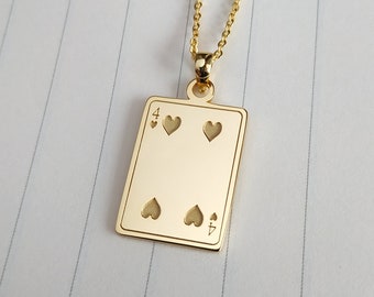 Four of Hearts Necklace,7 of Hearts Necklace,Playing Card Necklace,Jack of Hearts Necklace,Queen of Hearts Necklace, King of Hearts Necklace