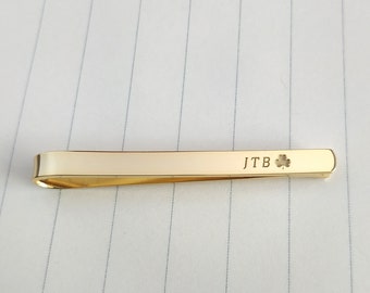 Shamrock Tie Clip,Initials Shamrock Tie Clip,Custom Name Shamrock Tie Clip,Good Luck Tie Clip,Personalized Wedding Tie Clip,Shamrock Jewelry