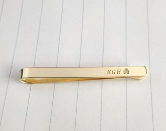 Shamrock Initials Tie Clip,Custom Name Shamrock Tie Clip,Shamrock Tie Clip,Good Luck Tie Clip,Personalized Wedding Tie Clip,Shamrock Jewelry