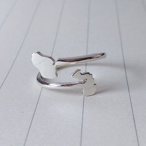 Custom Country or States Ring,Two States Ring,Silver Any States Ring,Best Friend Ring,Personalized Double States Ring,Long Distance Gift