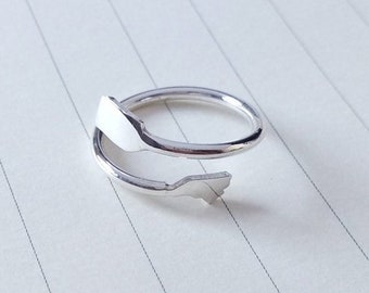 Anillo de plata de cualquier estado, anillo personalizado de dos estados, anillo de mejor amigo, anillo de doble estado, anillo personalizado de país o estados, regalo de larga distancia