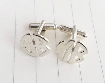 Gemelos con monograma de dos letras, gemelos de boda, gemelos de novio, gemelos personalizados, gemelos con dos iniciales, regalo de la novia para el novio.