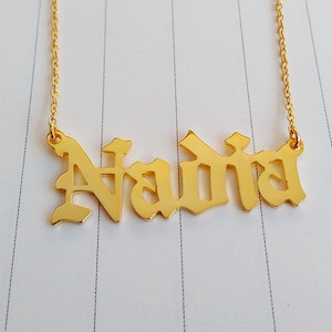 Old English Necklace,Personalize Old English Name Necklace,Old English Necklace Gold,Custom Name Necklace,Old English Jewelry,Christmas Gift