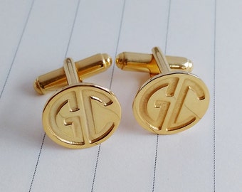 Gemelos de boda, gemelos con monograma de dos letras, gemelos de novio, gemelos personalizados, gemelos grabados, regalo de la novia para el novio.