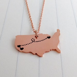 Beste Freunde Halskette,Amerikaner geformt Halskette,USA Karte Halskette,State Charm Halskette,zwei Herzen Handgemachte Halskette,Benutzerdefinierte Silber Schmuck
