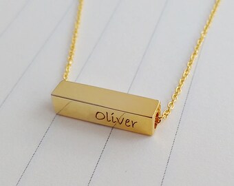 Personalized Bar Necklace,Name Bar Necklace,Coordinate Necklace,Latitude Longitude Necklace,Roman Numeral Bar Necklace,Christmas Gift