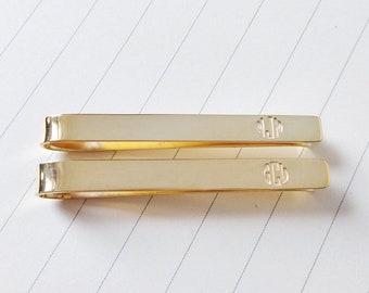 Monogram Tie Bar Clip,Custom Groomsmen Tie Clip,Personalized Wedding Tie Clip For Groom,Engraved Tie Clip,Bestman Tie Clip,Father's Day Gift