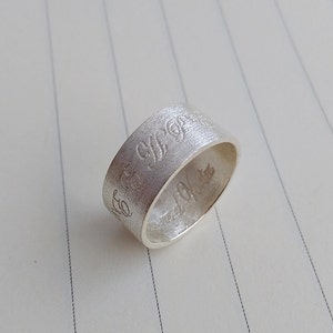 Personalized Edwardian Ring,Brushed Ring Silver,Custom Wedding Ring,Brushed silver Ring,Engraved Ring,Personalized Name Ring,Christmas Gift