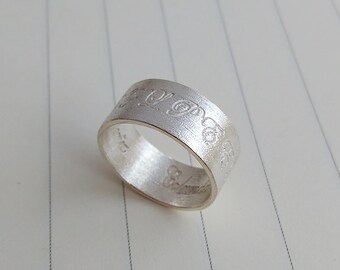 Personalized Brushed Ring,Edwardian Ring Silver,Custom Wedding Ring,Brushed silver Ring,Engraved Ring,Personalized Name Ring,Christmas Gift