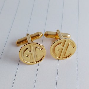 Gemelos con monograma de dos letras, gemelos de boda, gemelos de novio, gemelos personalizados, gemelos grabados, regalo de la novia para el novio.