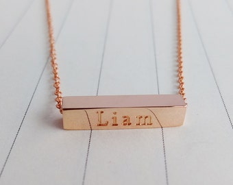 Personalized Name Bar Necklace,Gold Coordinate Necklace,Latitude Longitude Necklace,Roman Numeral Bar Necklace,Horizontal Bar Jewelry