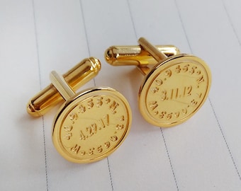 Personalized Date And Coordinates Cufflinks,Wedding Cufflinks,Gold Engraved Cufflinks,Engraved Coordinate Cufflinks for Groom,Christmas Gift