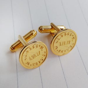 Date And Coordinates Cufflinks,Personalized Wedding Cufflinks,Gold Engraved Cufflinks,Engraved Coordinate Cufflinks for Groom,Christmas Gift