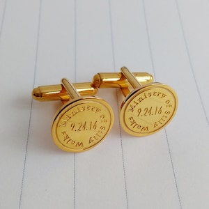 Wedding Cufflinks,Personalized Date And Initials Cufflinks,Gold Engraved Cufflinks,Engraved Coordinate Cufflinks for Groom,Christmas Gift