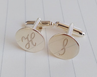 One Letter Cufflinks,Custom Single Initials Cufflinks,Wedding Cufflinks,Personalized Cufflinks,Engraved Cufflinks,Groom Gift from Bride