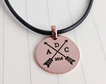 Arrows Leather Necklace,Crossed Arrows Black Rope Chain Necklace,Celebrity Circle Necklace,Personalized Custom Jewelry,Christmas Gift