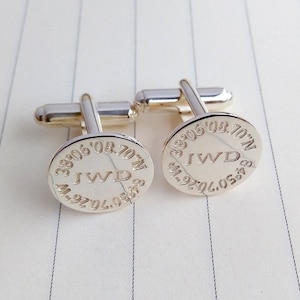 Coordinates And Initial Cufflinks,Latitude longitude Wedding Cufflinks,Personalized Cufflinks,Engraved Coordinates Cufflinks for Groom